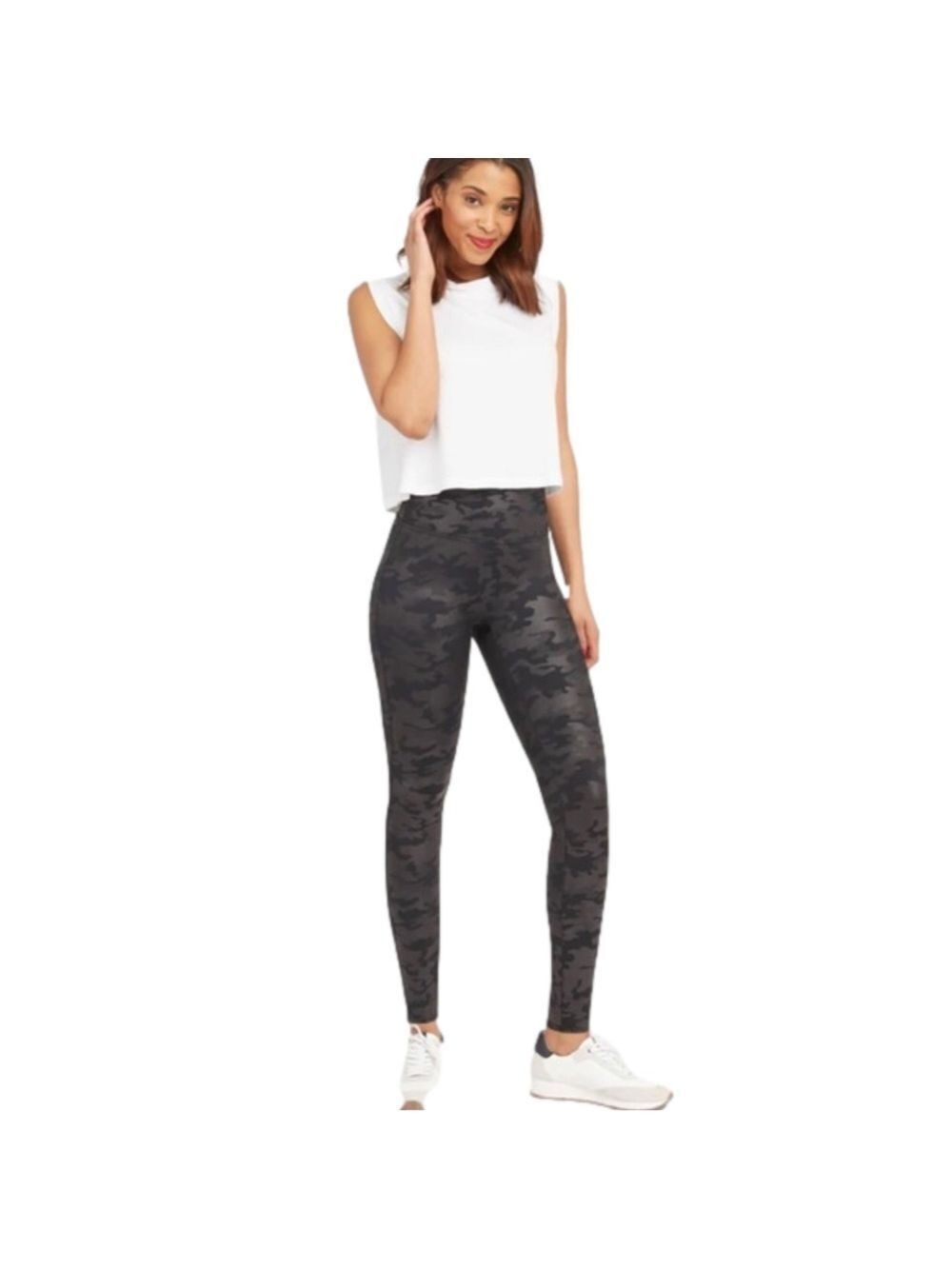 Spanx faux leather leggings Black Camo